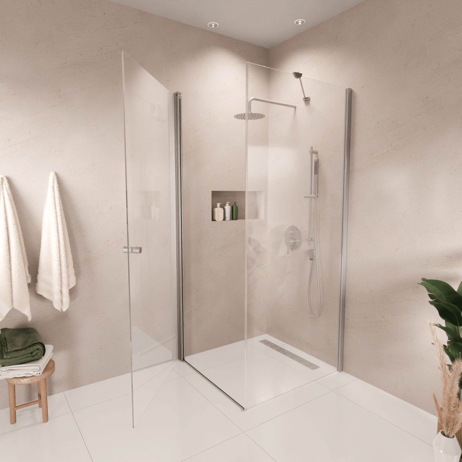 Douchecabine Medellin 90 x 90 x 200 cm - Chroom - Nano Coating - Draaideur - lomazoo.com