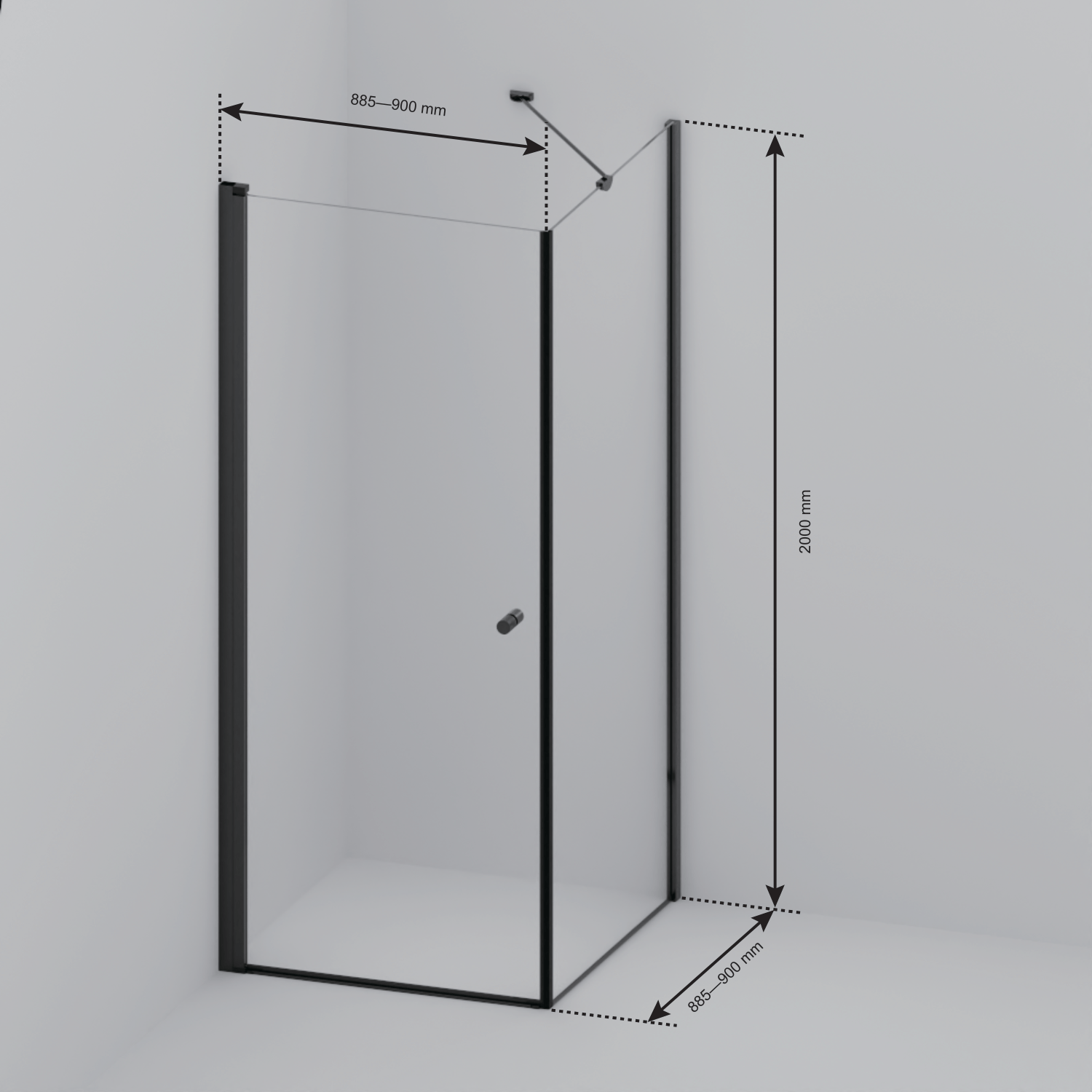 Douchecabine Medellin 90 x 90 x 200 cm - Chroom - Nano Coating - Draaideur - lomazoo.com