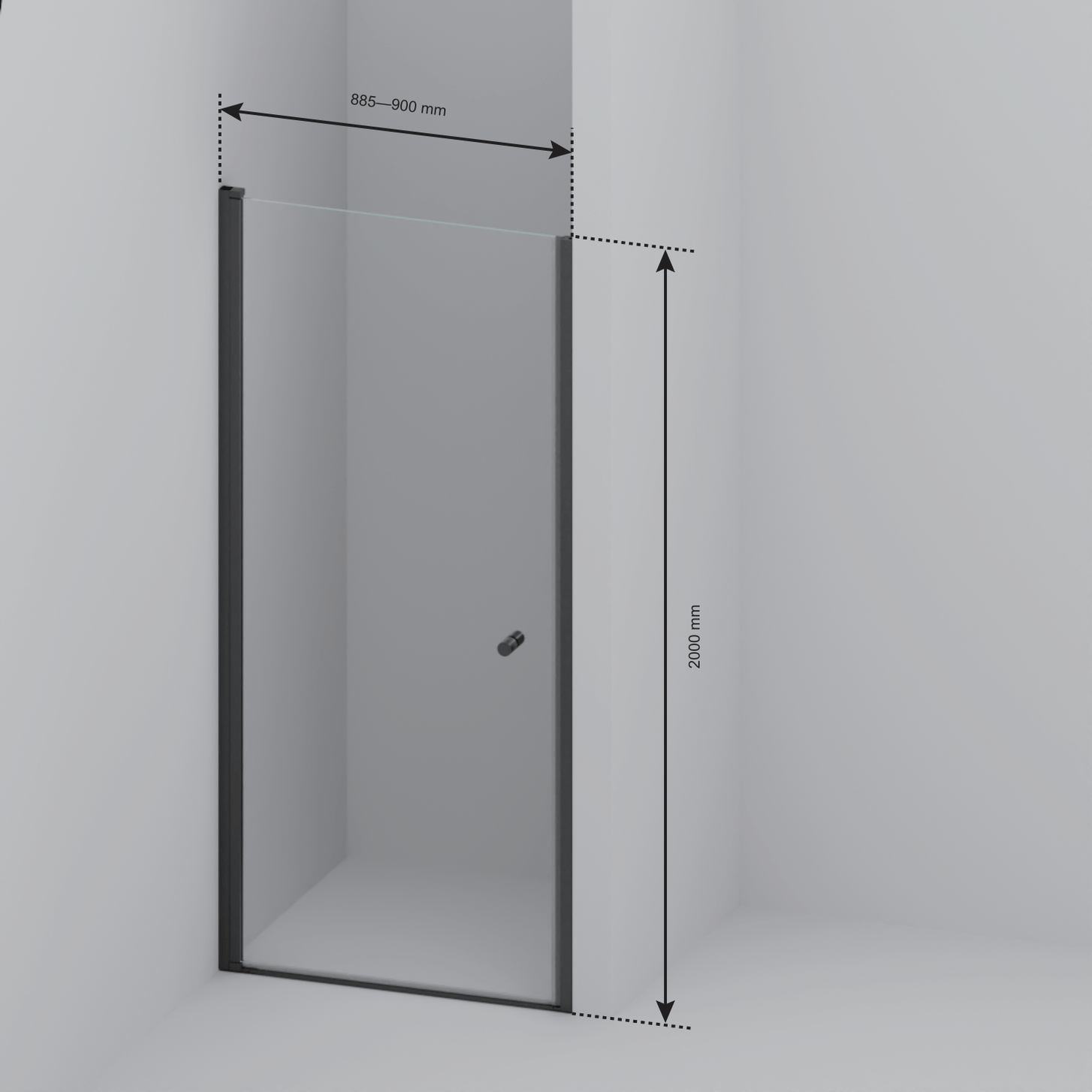 Douchedeur Rio 90 x 200 cm - Zwart - Nano Coating - Draaideur - lomazoo.com