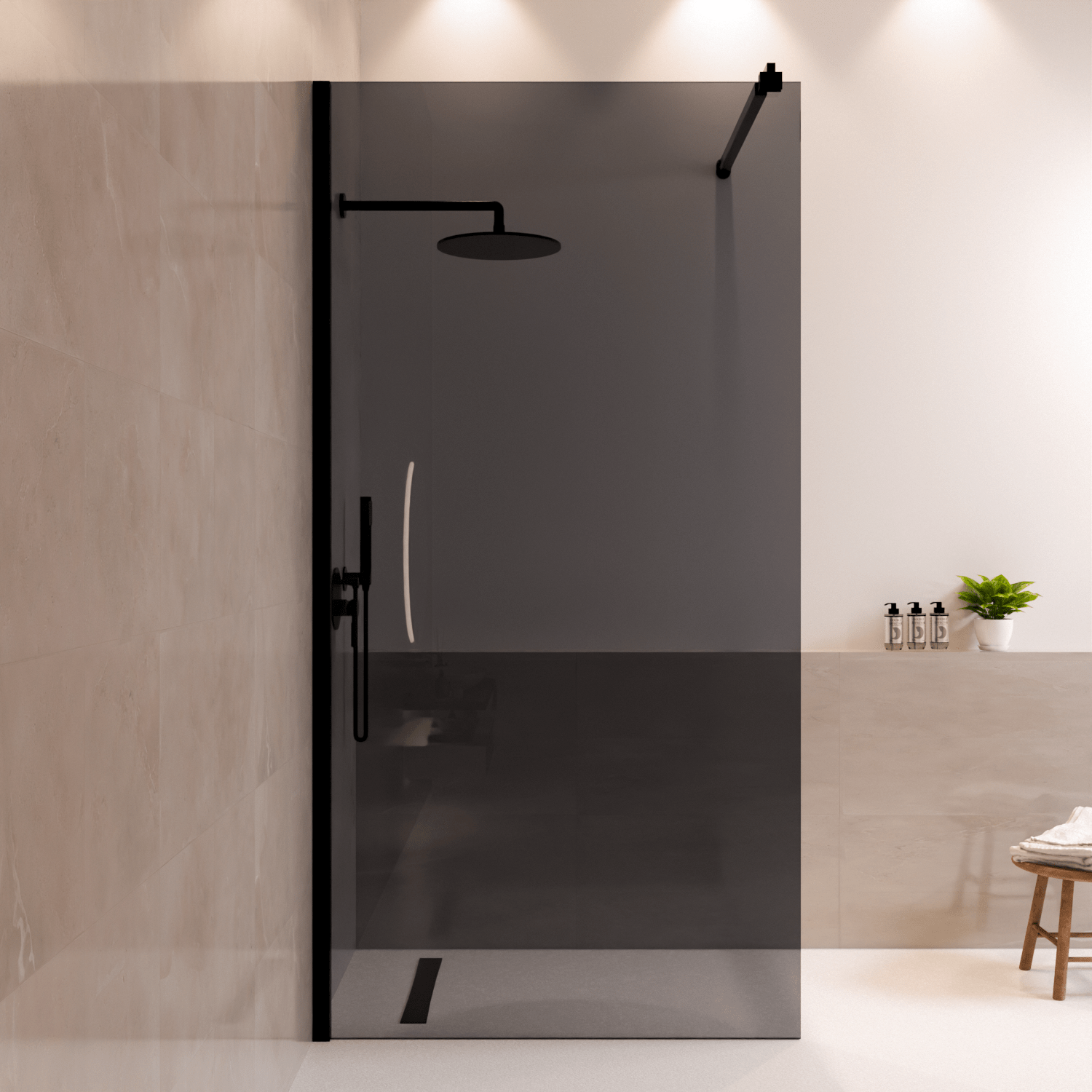 Douchewand Lima 100 x 200 cm - Zwart - Rookglas Nano Coating - lomazoo.com