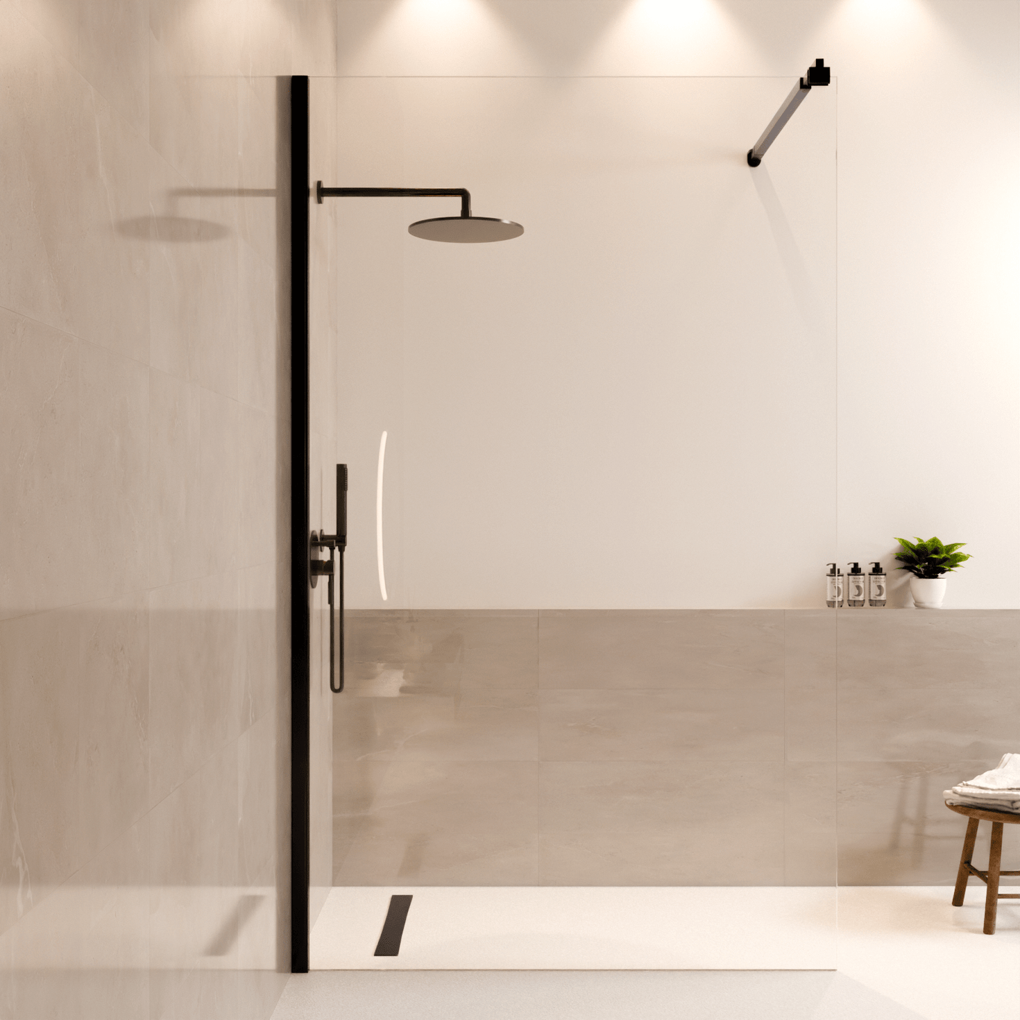 Douchewand Lima 120 x 200 cm - Zwart - Nano Coating - lomazoo.com