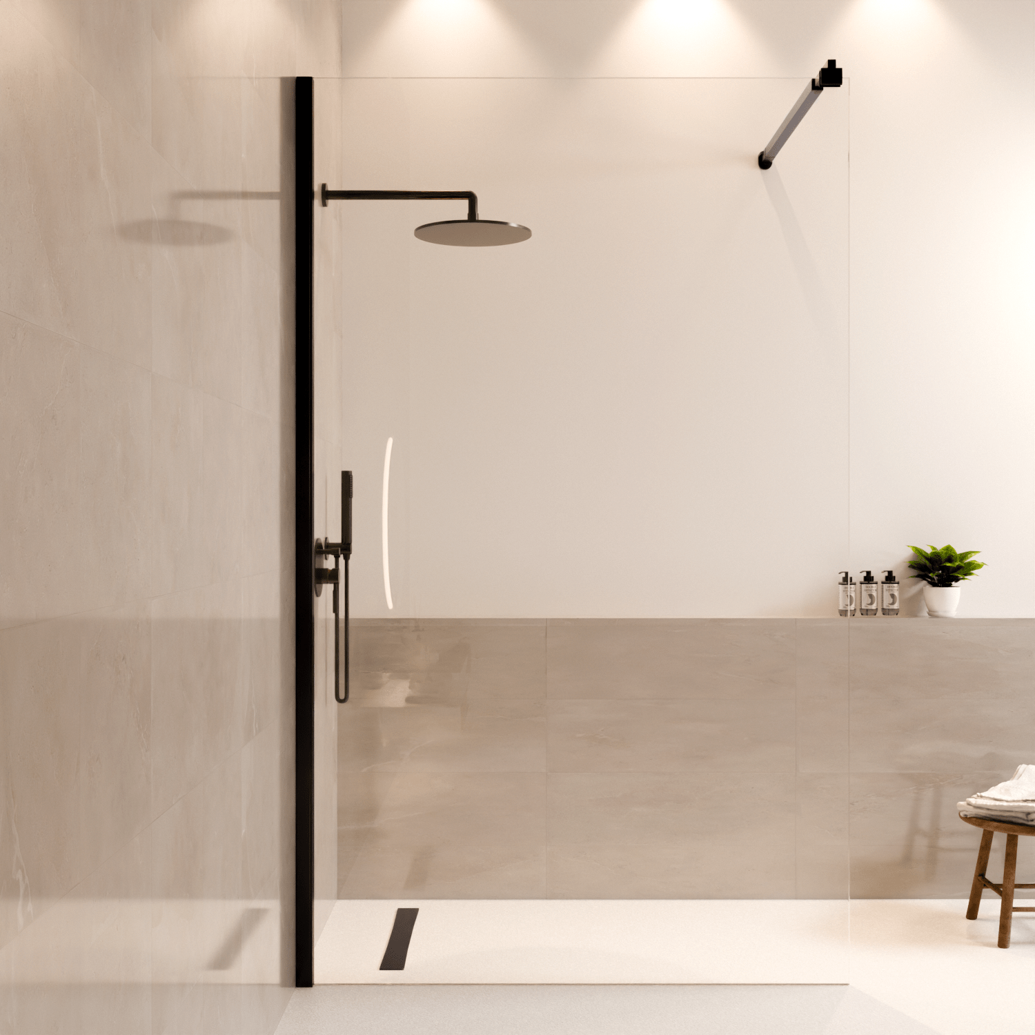 Douchewand Lima 120 x 200 cm - Zwart - Nano Coating - lomazoo.com