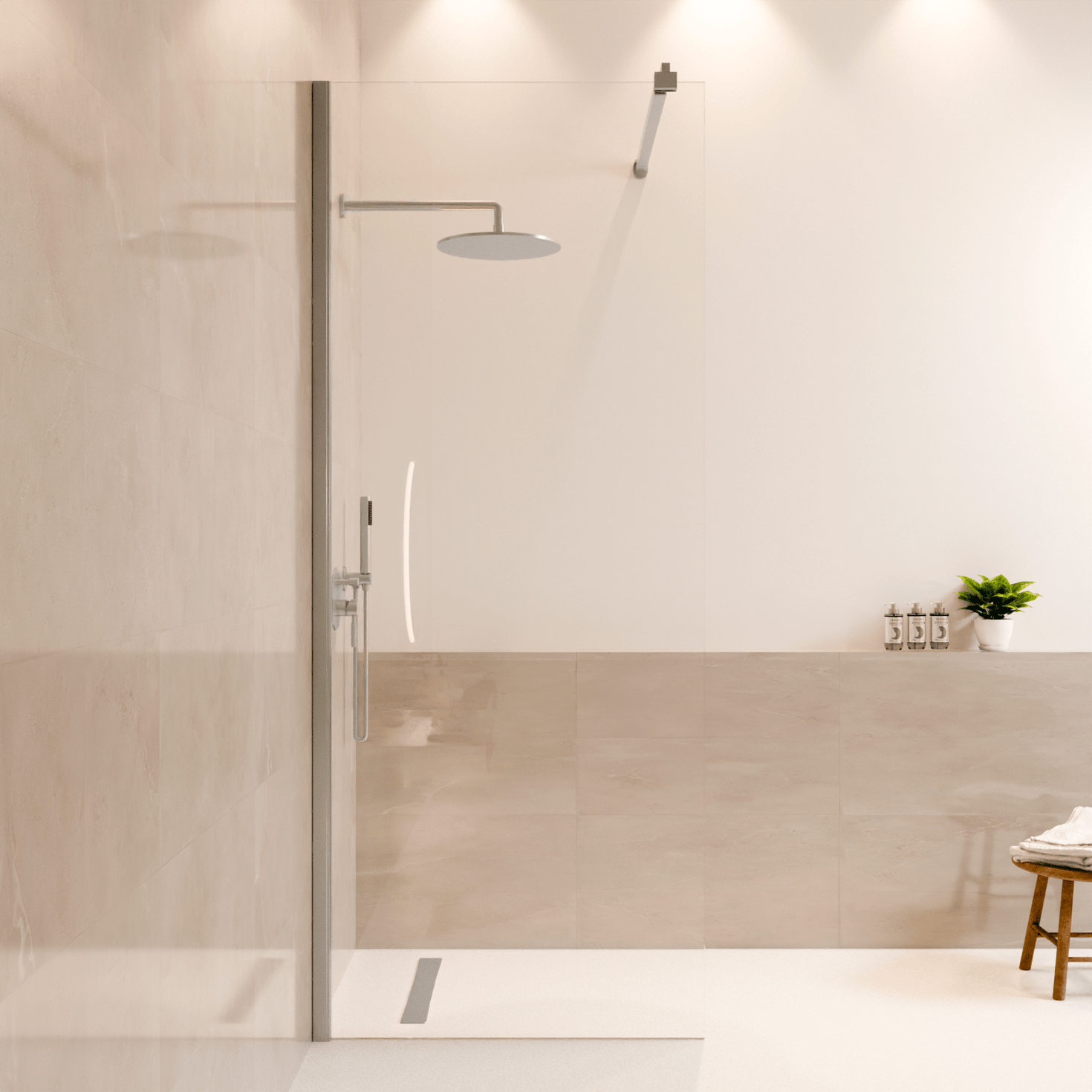Douchewand Lima 80 x 200 cm - Chroom - Nano Coating - lomazoo.com
