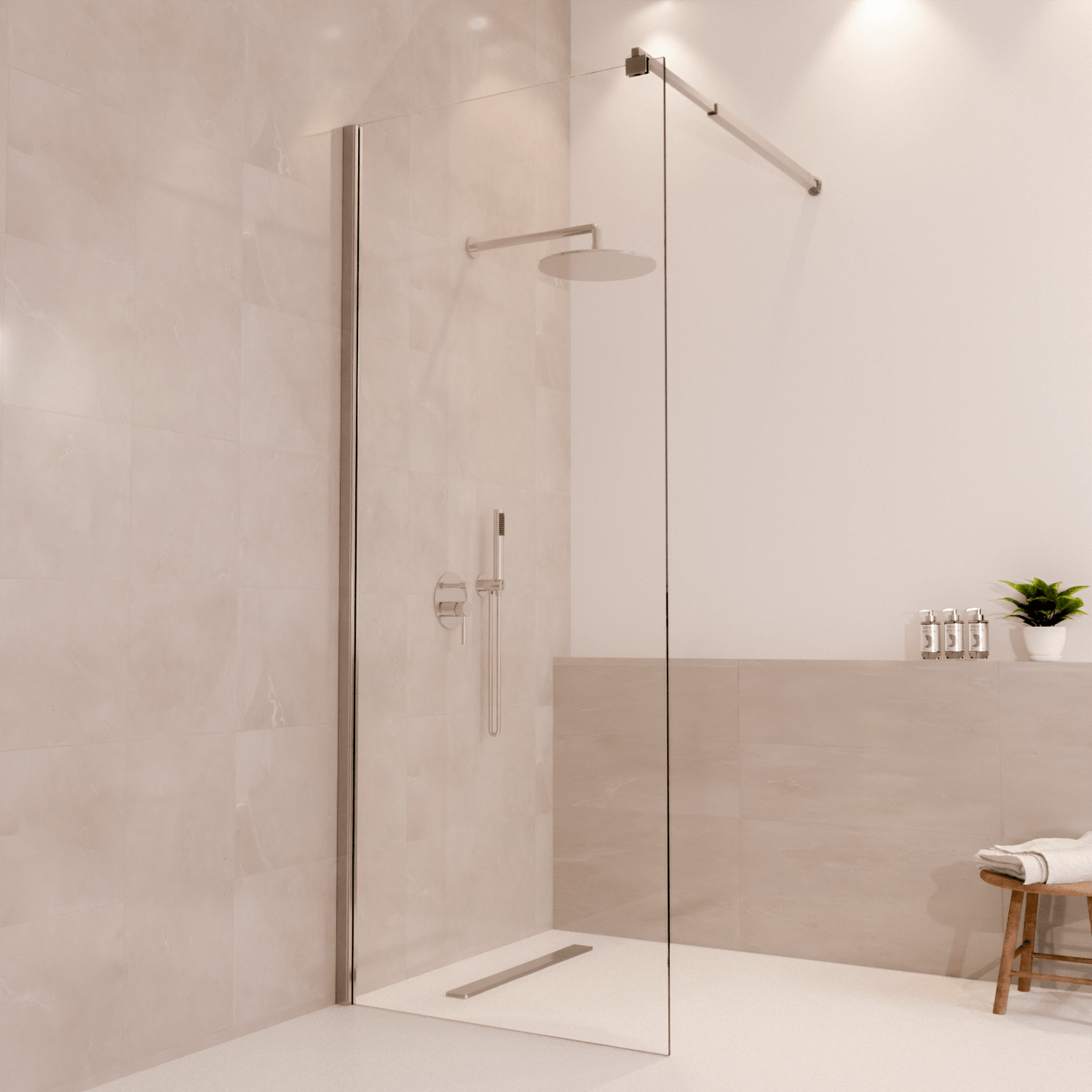 Douchewand Lima 80 x 200 cm - Chroom - Nano Coating - lomazoo.com