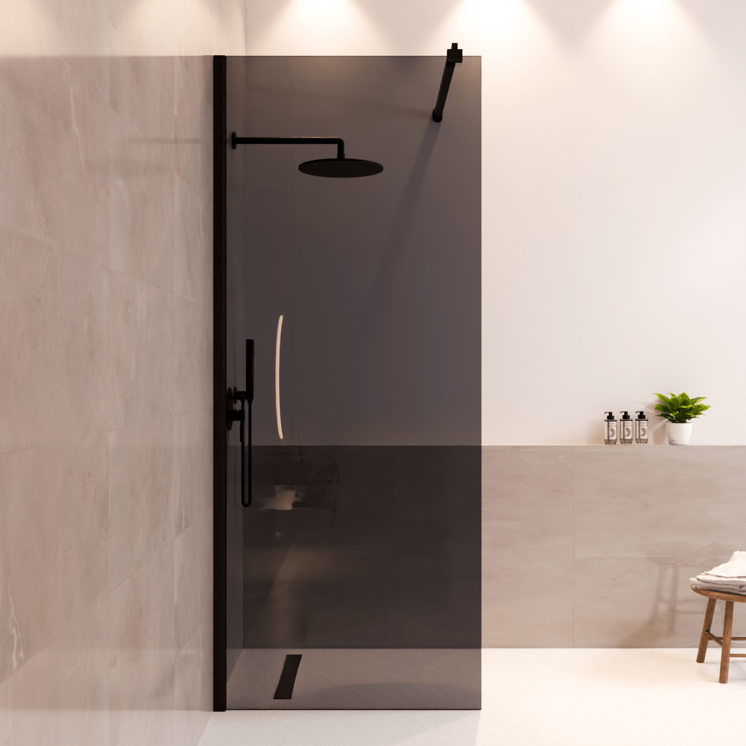 Douchewand Lima 80 x 200 cm - Zwart - Rookglas Nano Coating - lomazoo.com