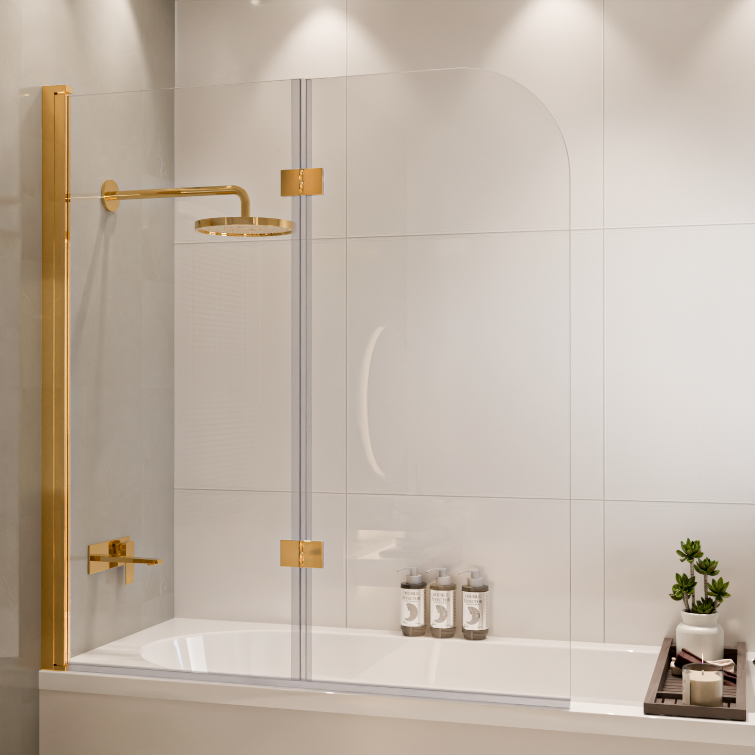 Paroi de baignoire Caracas 120 x 140 cm – Or Brillant – Revêtement Nano