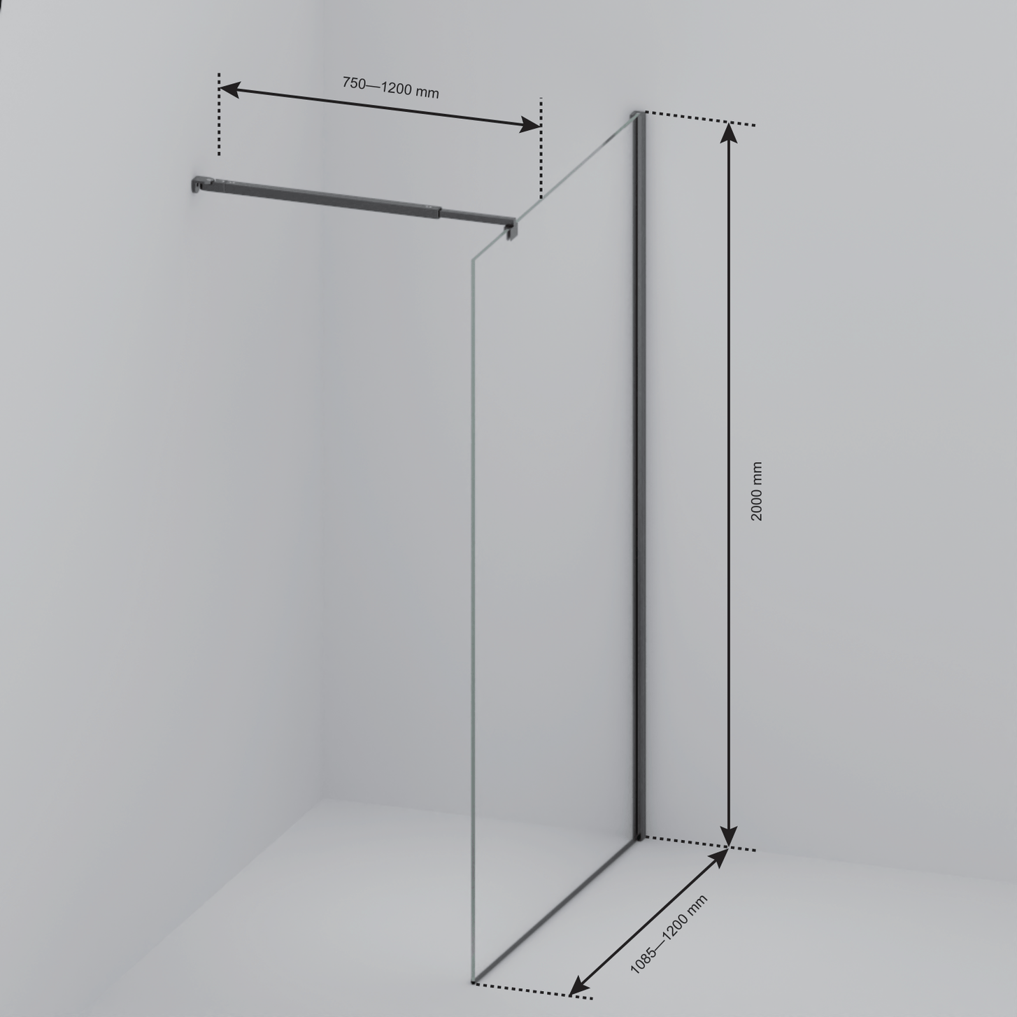 Inloopdouche Lima 120 x 200 cm - Zwart - Gerookt Glas Nano Coating - lomazoo.com