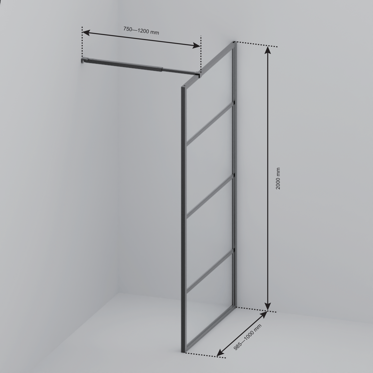 Inloopdouche Tacna 100 x 200 cm - Zwart - Rookglas Met Strepen - Nano Coating - lomazoo.com