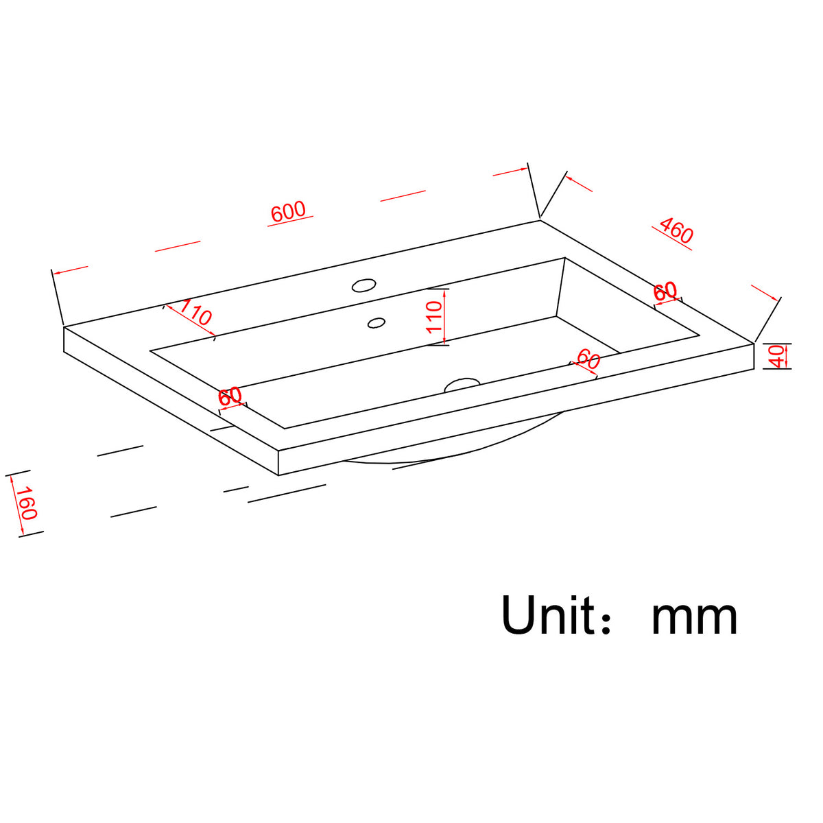 MODENA Greige - Wastafel Zwart - 60cm - lomazoo.com