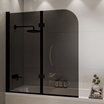 Paroi de baignoire Caracas 120 x 140 cm – Noir – Verre fumé – Revêtement Nano
