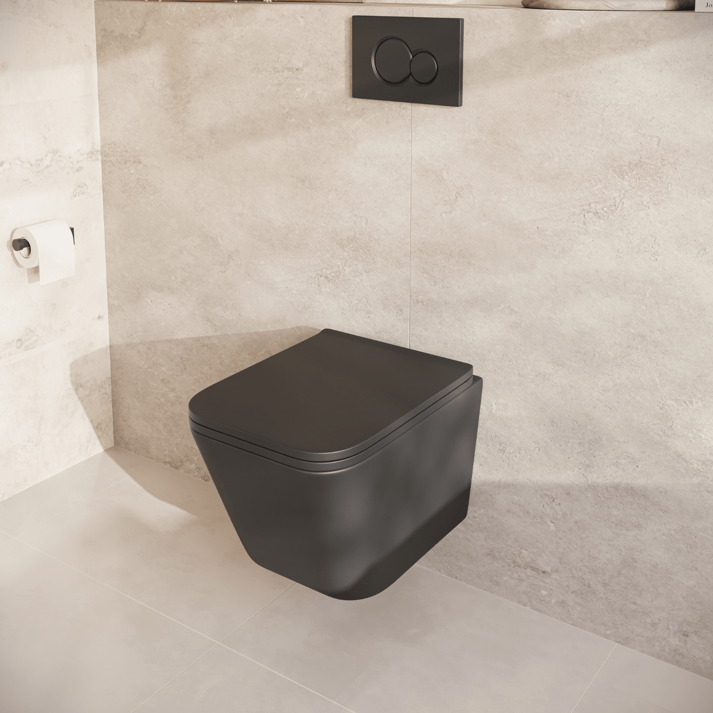 LINEA Hangend Toilet - Zwart - Vierkant - lomazoo.com