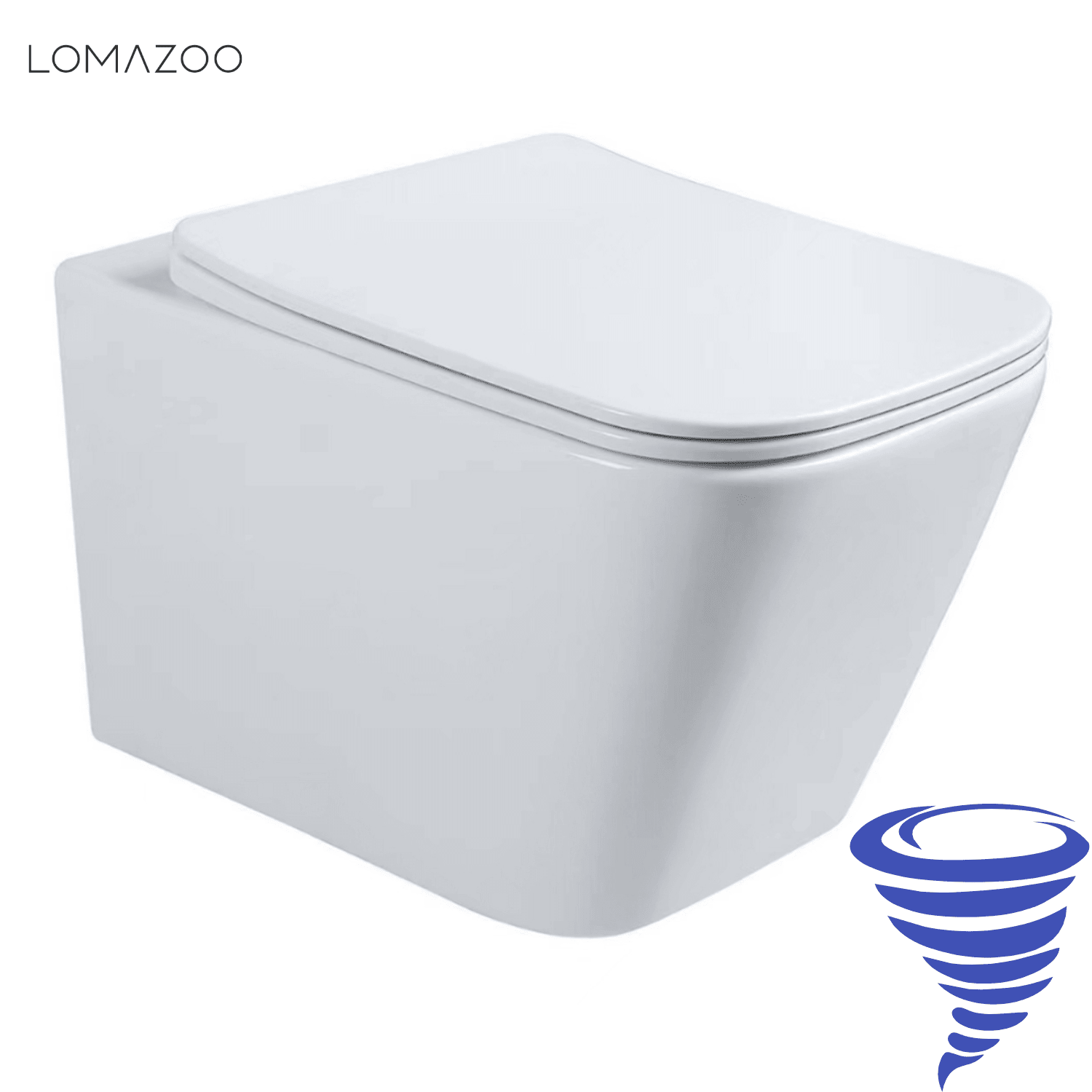 LINEA Hangend Toilet - Wit - Vierkant - lomazoo.com