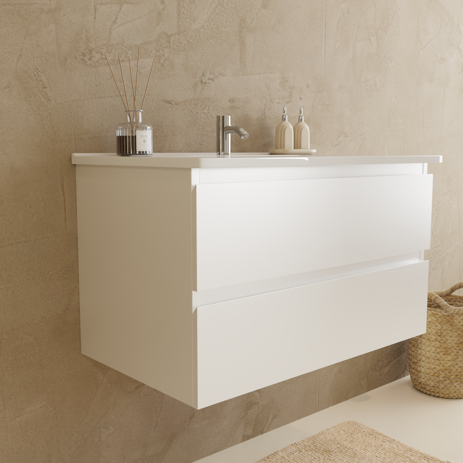 Ensemble meuble vasque 80 cm avec colonne - blanc brillant - lavabo blanc - LOMAZOO Verona