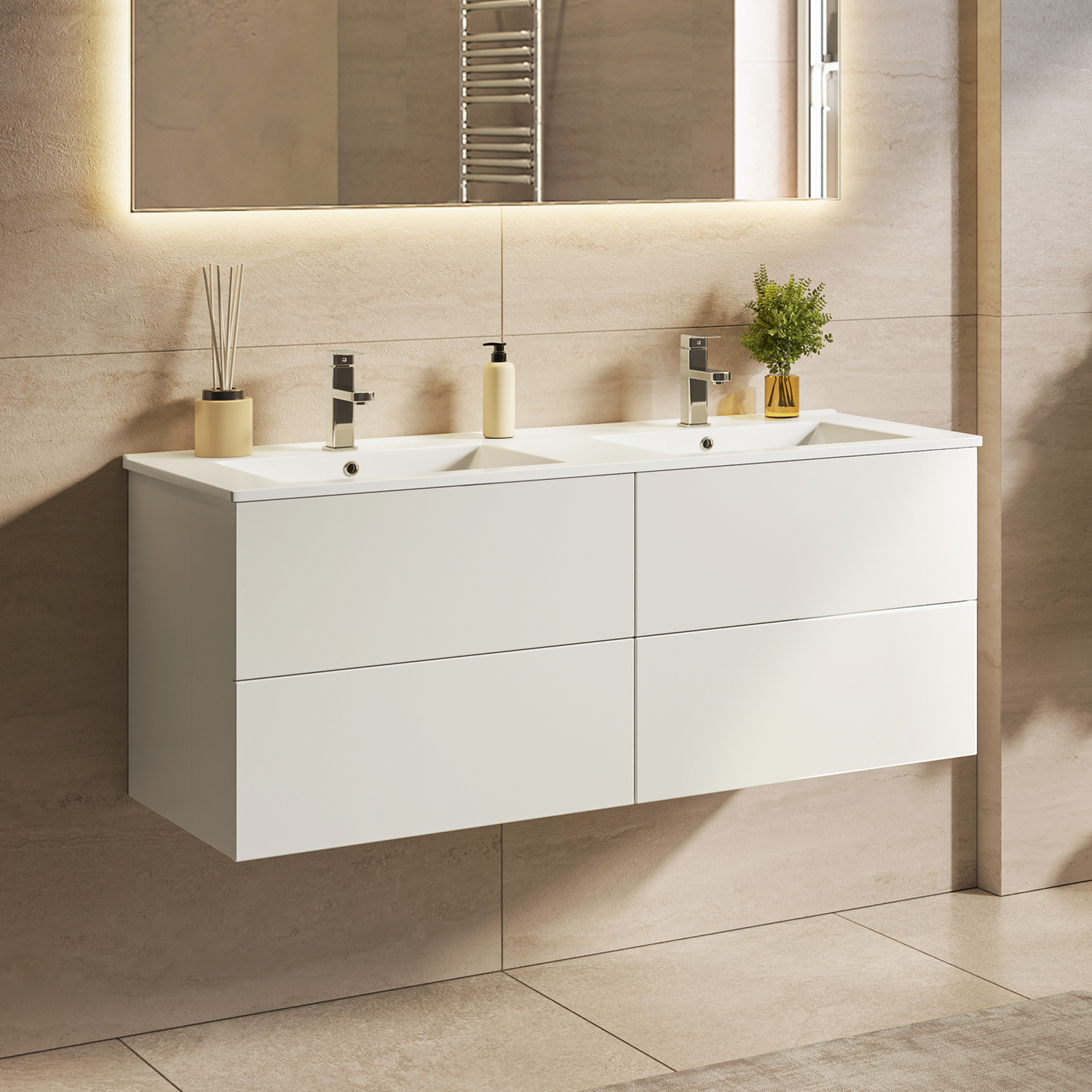 NINEO Blanc brillant - Lavabo blanc - 120 cm