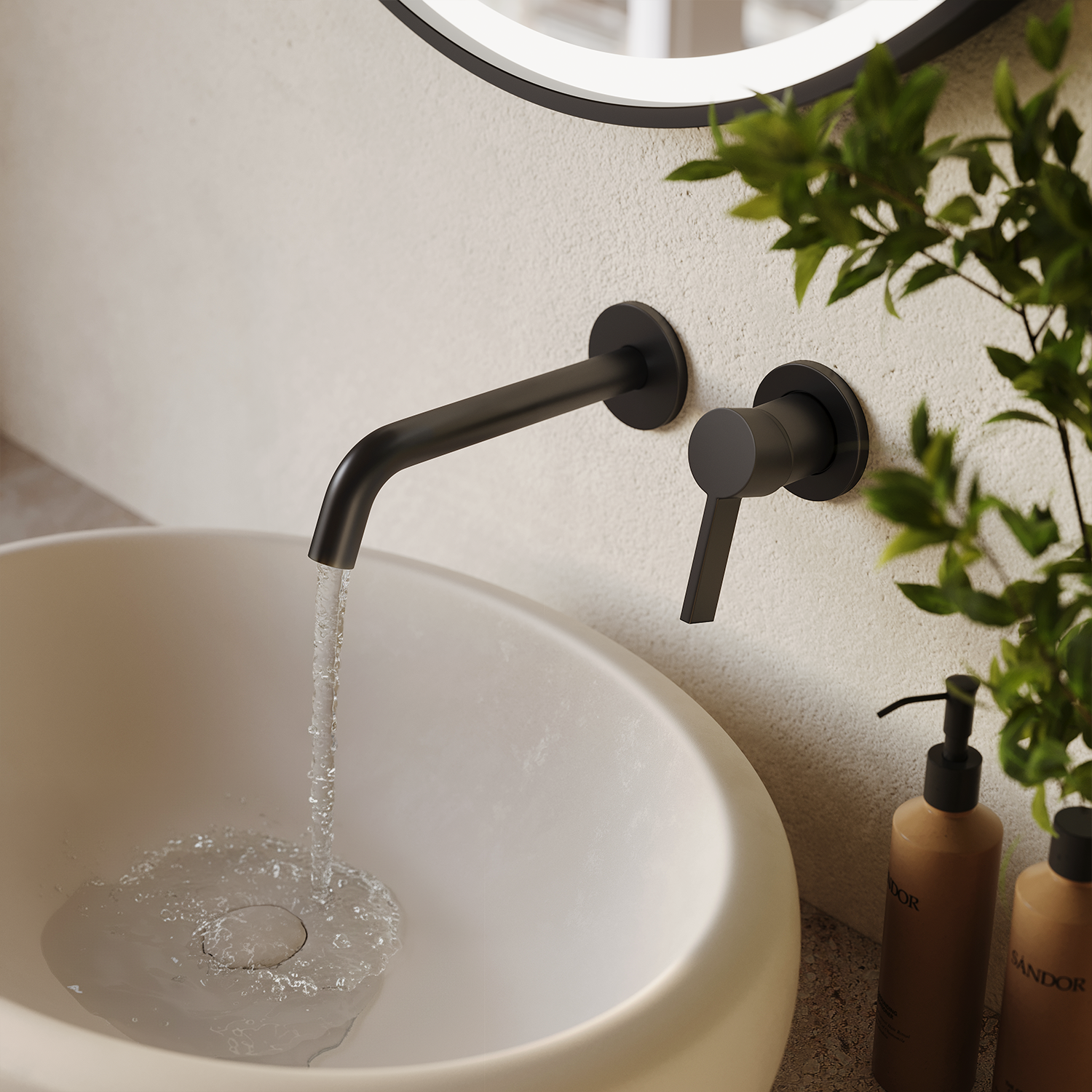 Robinet mitigeur de lavabo encastré - noir mat - Centauri