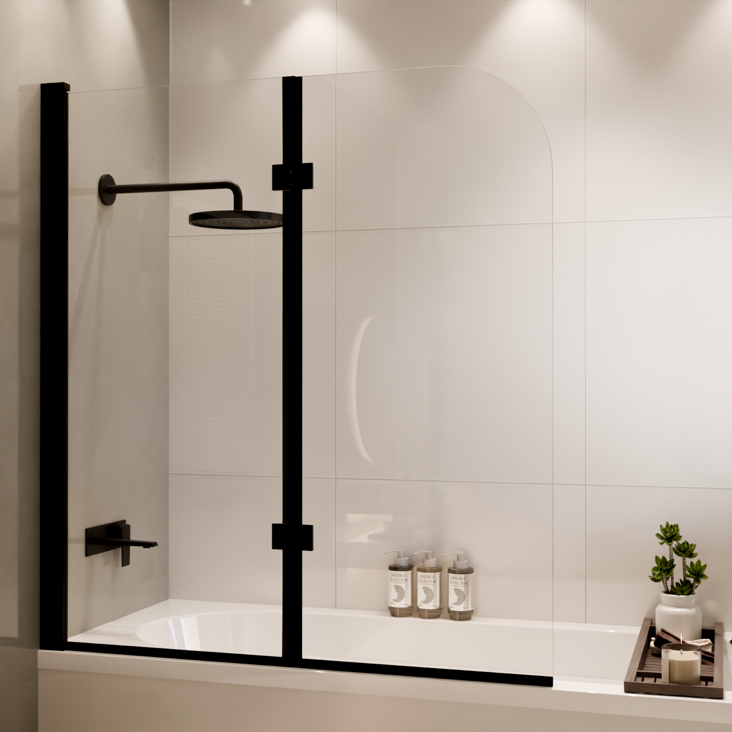 Paroi de baignoire Caracas 120 x 140 cm – Noir – Revêtement Nano