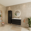 Ensemble meuble vasque 80 cm avec colonne - noir mat - lavabo blanc - LOMAZOO Verona 